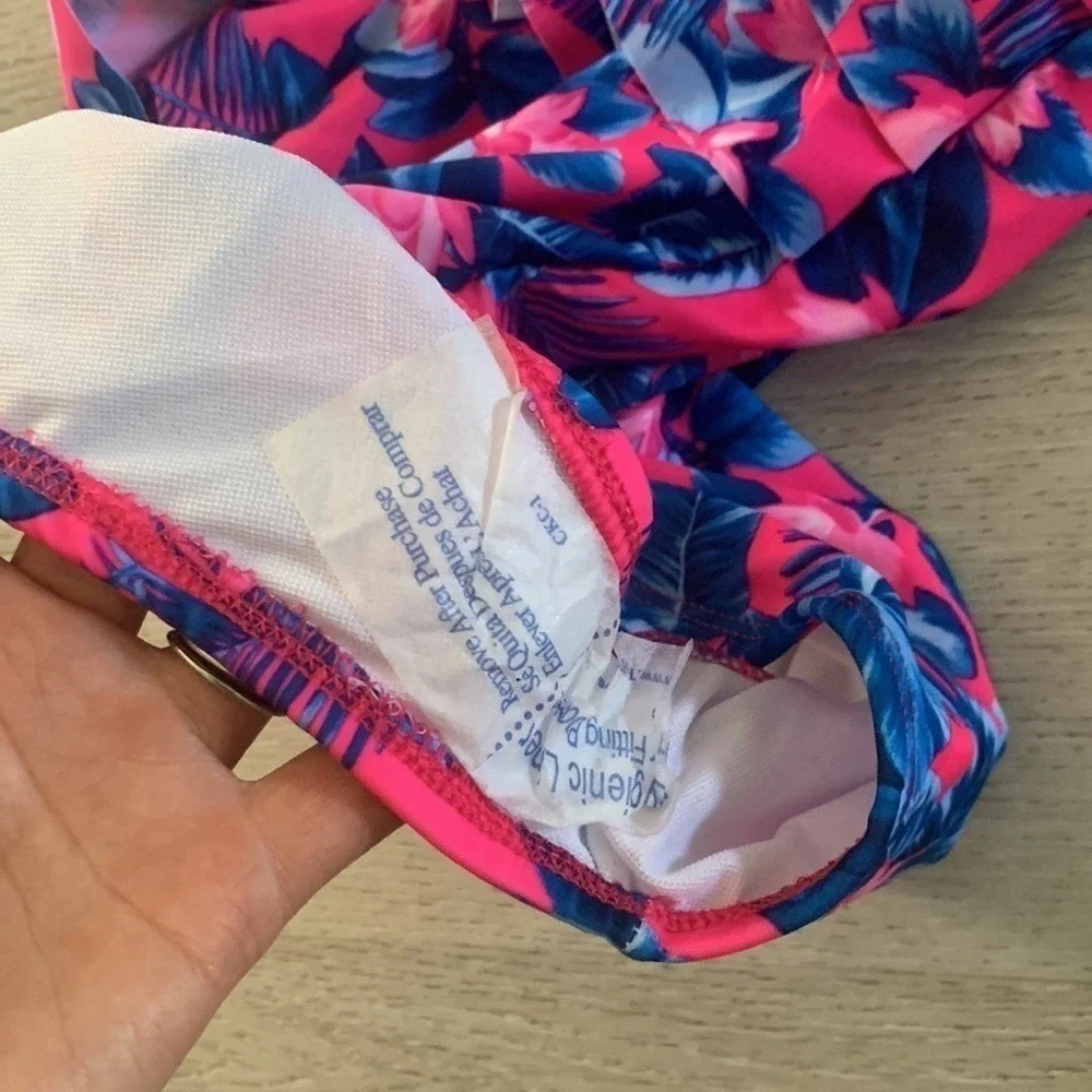 Body Glove Girls Pink Blue Tropical Floral Ruffle One Piece Swimsuit Size 12 NWT